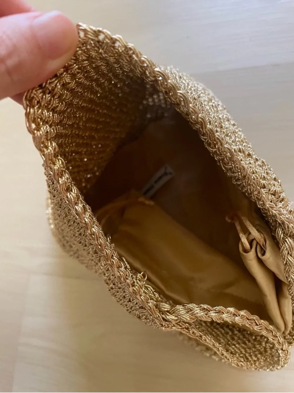 New Evana Cheung Summer Boho Woven Gold Bucket Shoulder Bag